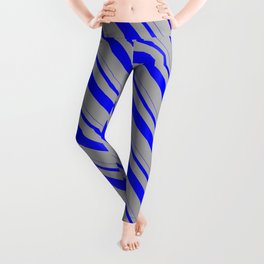 Dark Grey and Blue Colored Lines Pattern Leggings