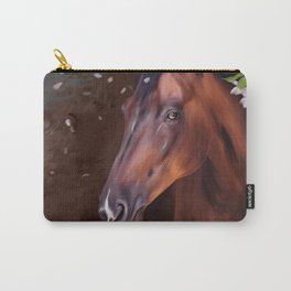 A brown horse behind a cherry tree Carry-All Pouch