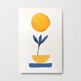 Sunny Sprout Modernist Abstract Botanic Metal Print | Still Life, Sunshine, Cute, Modernist, Curated, Painting, Bold, Abstract, Gold, Simple 