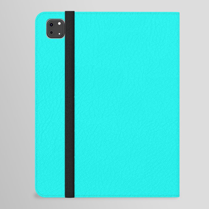 FLUORESCENT BLUE SOLID COLOR. PLain Glowing Turquoise Pattern  iPad Folio Case