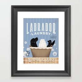 Lab laundry wash dry labrador black dog  Framed Art Print