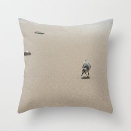 Sandpiper bird on wet sand Throw Pillow