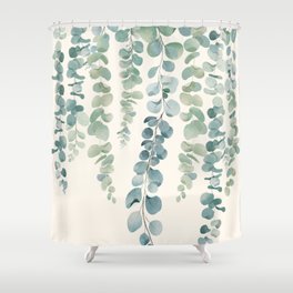 Watercolor Eucalyptus Leaves Shower Curtain | Plant, Vine, Romantic, Spring, Decor, Nature, Curated, Tropical, Summer, Leaf 