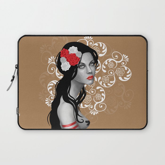Goth Girl with Flowers in her Hair Laptop Sleeve