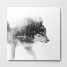Wolf Stalking Metal Print | Concept, Nature, Outdoors, Graphicdesign, Yazdesigns, Black and White, Stalker, Unique, Decoration, Wolfpack 