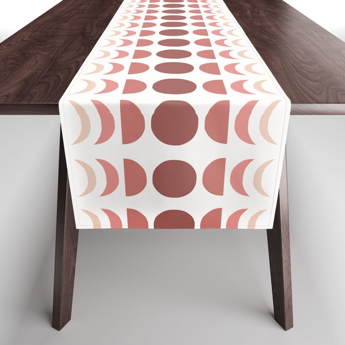 Moon Phases 4 in Shades of Brown Mauve Red Table Runner