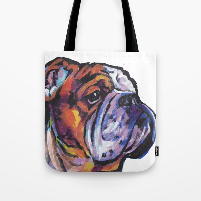 Fun English Bulldog Dog Portrait Bright Colorful Pop Art Painting