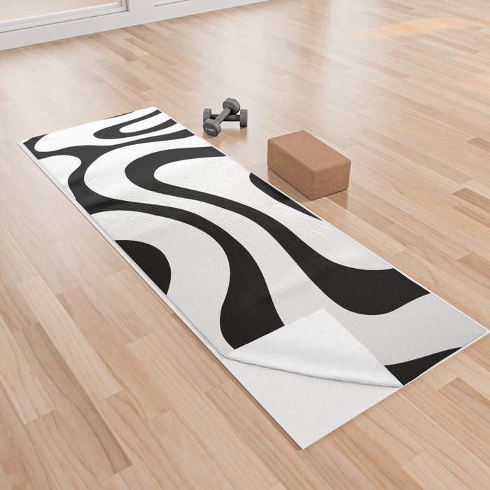 Warped Swirl Marble Pattern (white/black) Yoga Towel