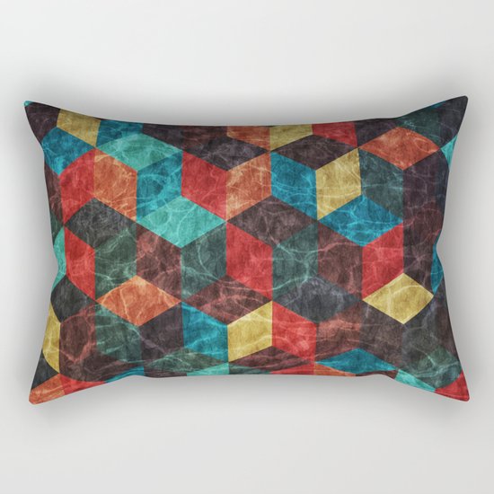 Colorful Isometric Cubes Rectangular Pillow