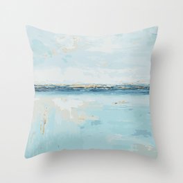 Blue and Gold Abstract Art Throw Pillow