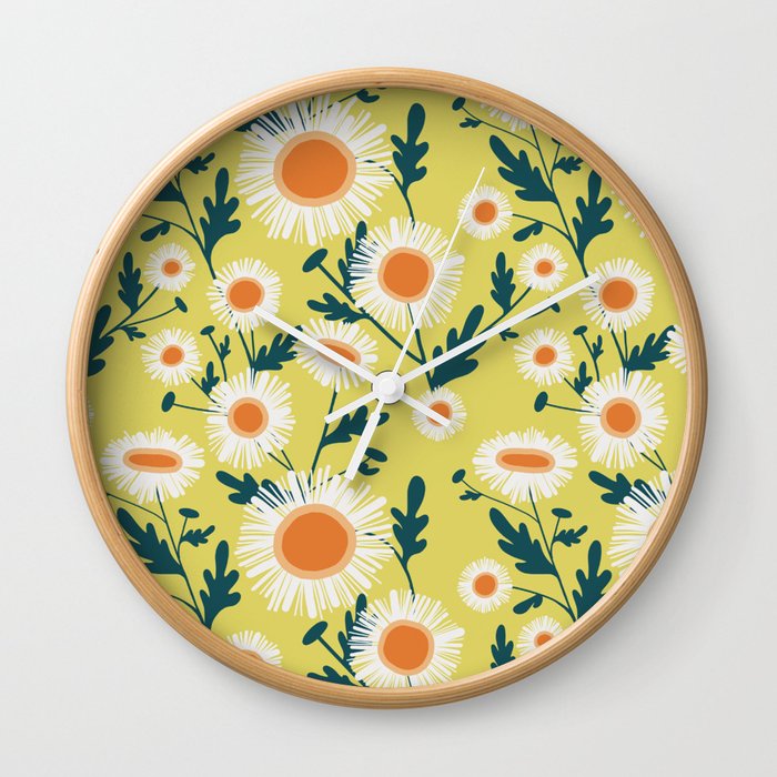 English Daisy-Mustard seed Wall Clock