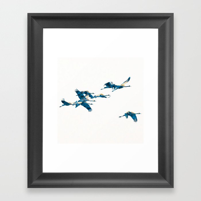 Beautiful Cranes in white background #decor #society6 #buyart Framed Art Print