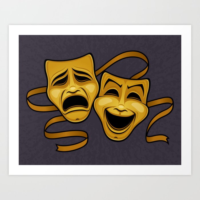 Gold Comedy And Tragedy Theater Masks Art Print