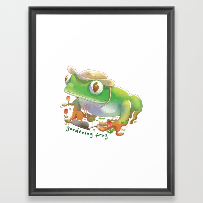 Gardening Frog | Hana Stupid Art Framed Art Print
