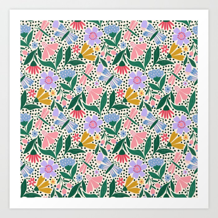 Summery Colorful Floral  Art Print
