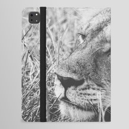 South Africa Photography - Lion In Black And White iPad Folio Case