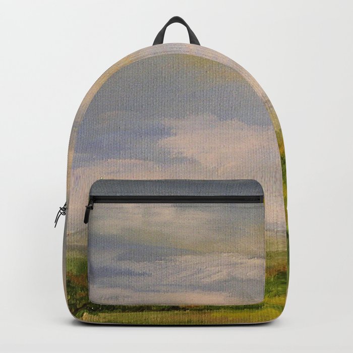 Scenic Autumn Late Afternoon in Vermont Nature Art Landscape Oil Painting Backpack