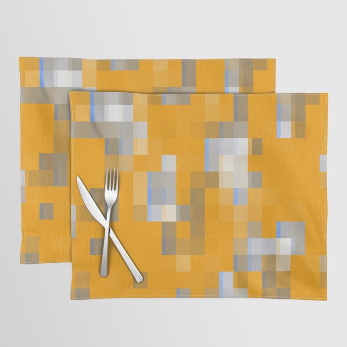 geometric pixel square pattern abstract background in yellow blue Placemat