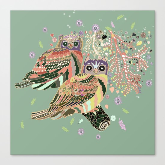 twin owls Canvas Print