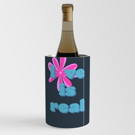 Love - Blue Pink Typographic Retro Nostalgic Minimalistic Art Design Pattern Wine Chiller