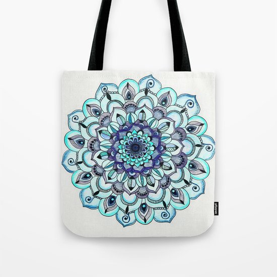 Tide Meets Shore - Blue Mandala Tote Bag