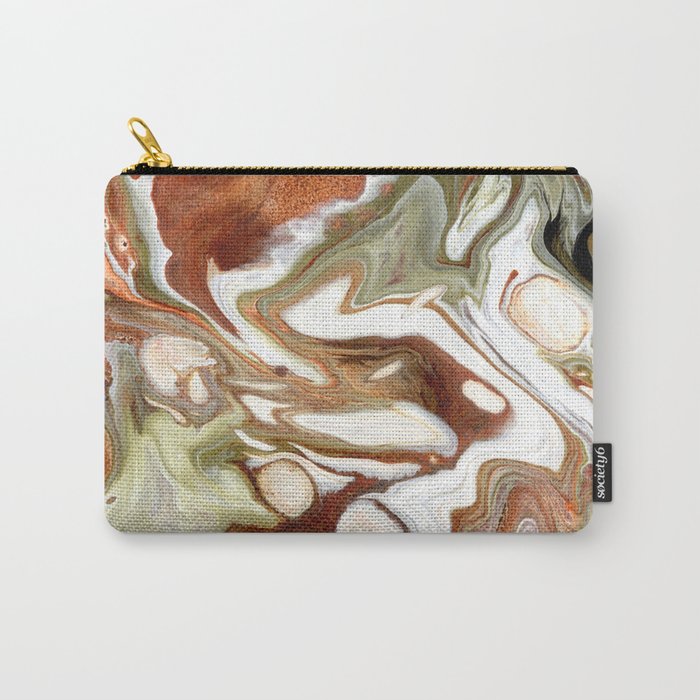 Umber Ochre Sage White Coffee Swirl Carry-All Pouch