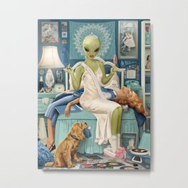 Homecoming Queen Metal Print | Kitch, Digital, Retro, Homecoming, Sciencefiction, Collage, Alien, Teenager 