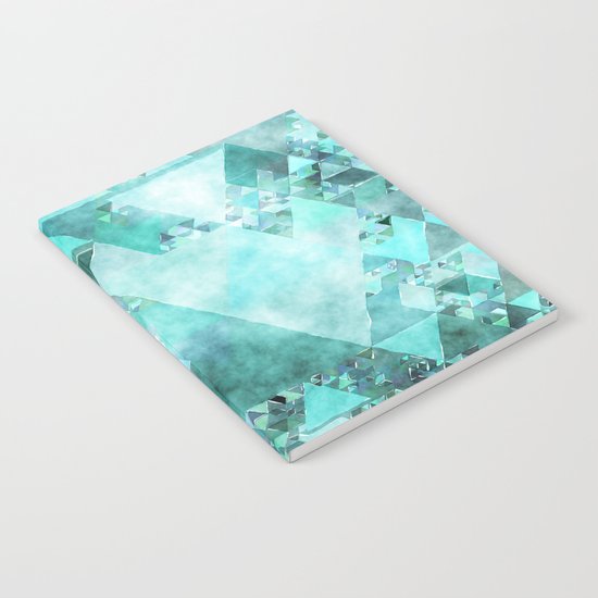 Triangles in aqua - Modern turquoise green blue triangle pattern Notebook