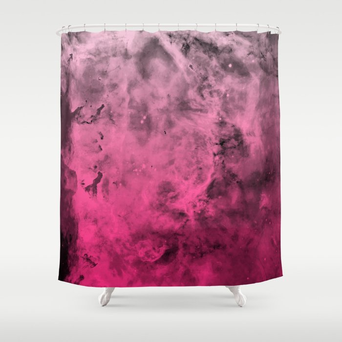 Liquid Space Nebula Gray To Pink Ombre Gradient Shower Curtain