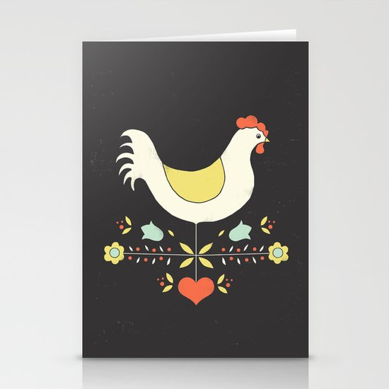 Folk Chicken Stationery Cards