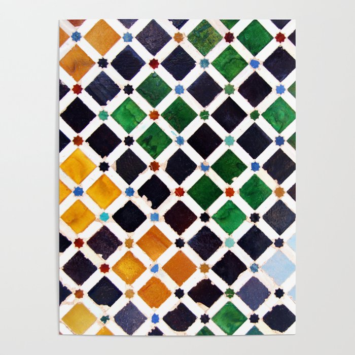 Colorful Spanish Tiles | Mosaic Poster by karolinapaz | Society6