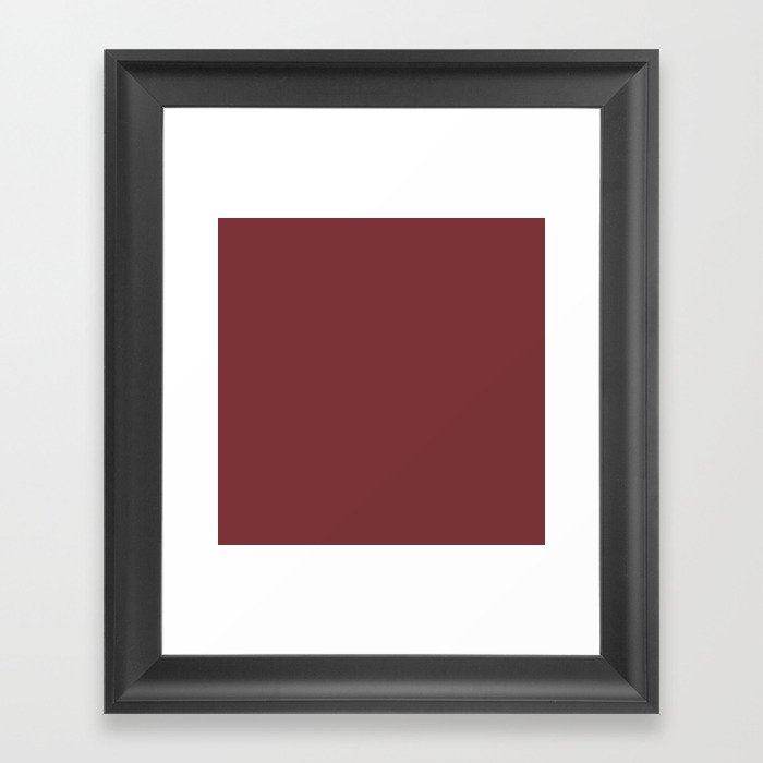 Wild Currant solid color. Dark reddish brown modern abstract plain pattern  Framed Art Print
