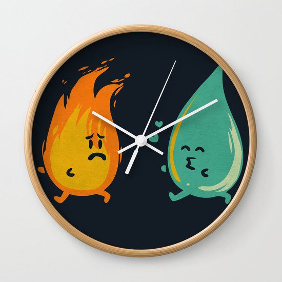 Impossible Love (fire and water kiss) Wall Clock