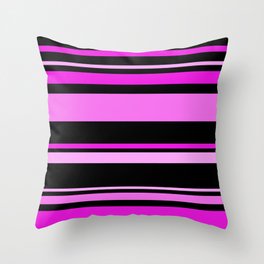 Pink Black Graphic Design Stripes Throw Pillow