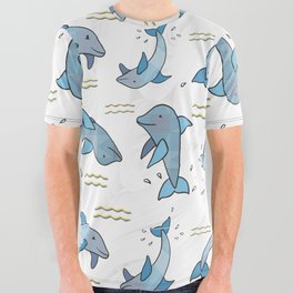 Dancing Dolphins All Over Graphic Tee