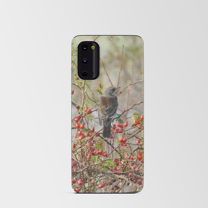 Fieldfare and red Rose Hips Android Card Case