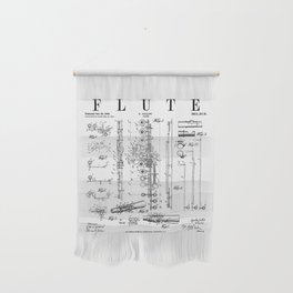 Flute Vintage Patent Flutist Flautist Drawing Print Wall Hanging