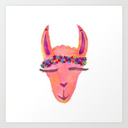 Pretty Hippie Llama Art Print