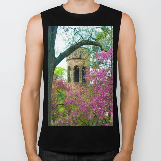 Bell Tower in Spring Biker Tank