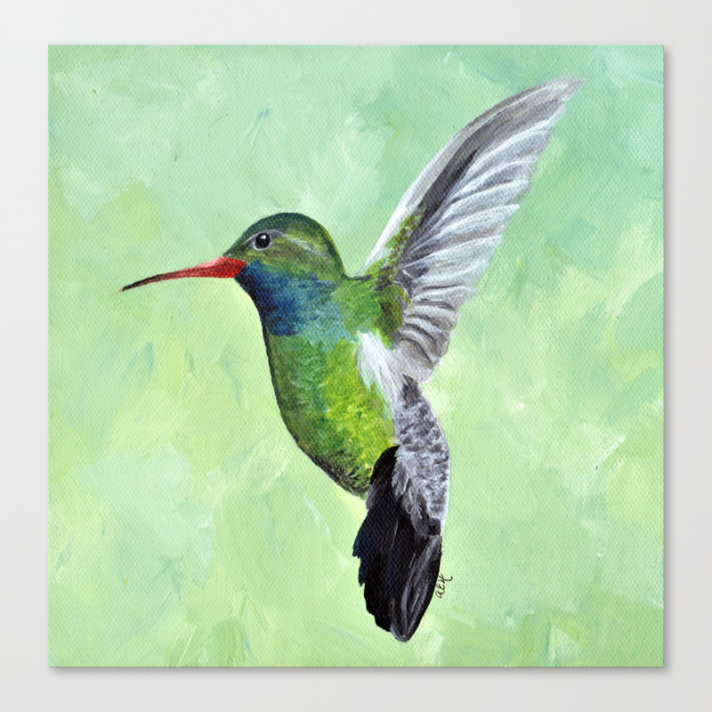 Green Hummingbird Art Small Bird Painting Birds And Berry Studio