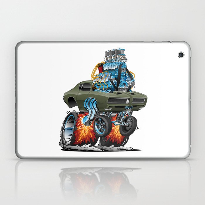 Classic American Muscle Car Hot Rod Cartoon Vector Illustration Laptop Ipad Skin By Hobrath Society6
