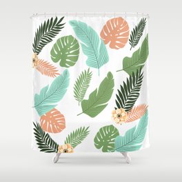 Colorful tropical leaves Shower Curtain