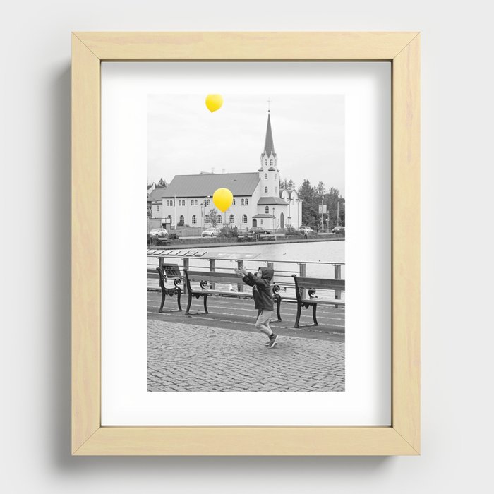 Releasing Yellow Balloons  Recessed Framed Print