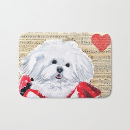 Maltese Puppy Love Music Bath Mat | Dogart, Lovemusic, Digital, Music, Acrylic, Maltese, Dog, Graphicdesign, Pop Art, Whitedog 