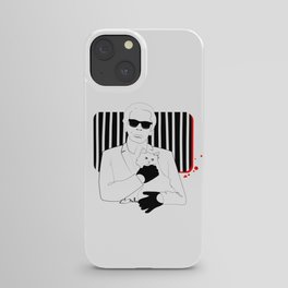 Bold Karl Lagerfeld and his cat illustration iPhone Case