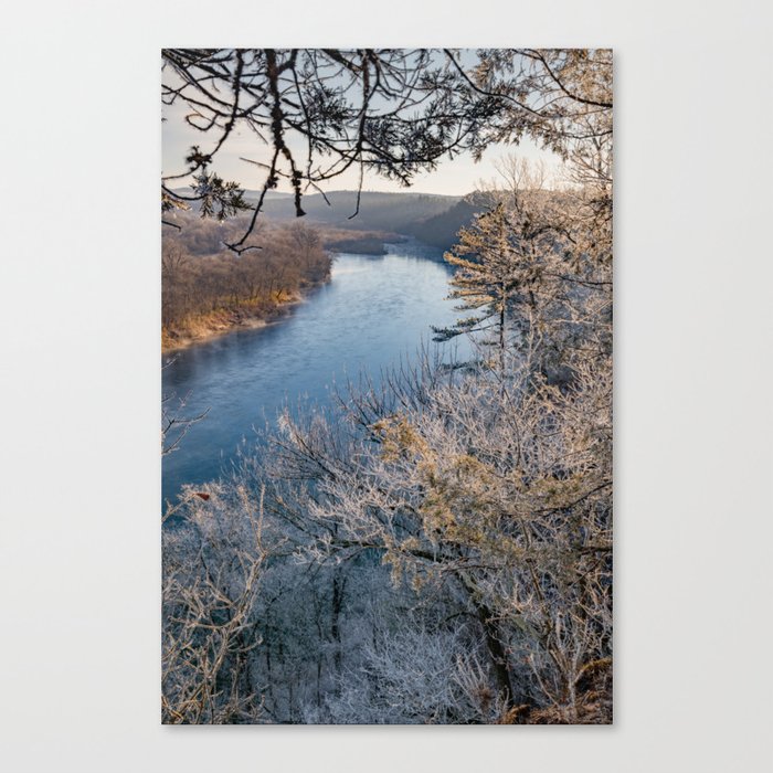 Frosted Morning Over The White River Canvas Print