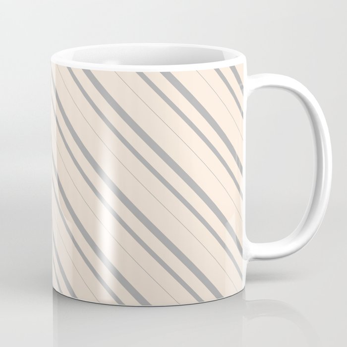 Beige & Dark Grey Colored Lined Pattern Coffee Mug