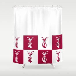 Persian Red and White Ballet Shoes Chess Board Horizontal Split Shower Curtain