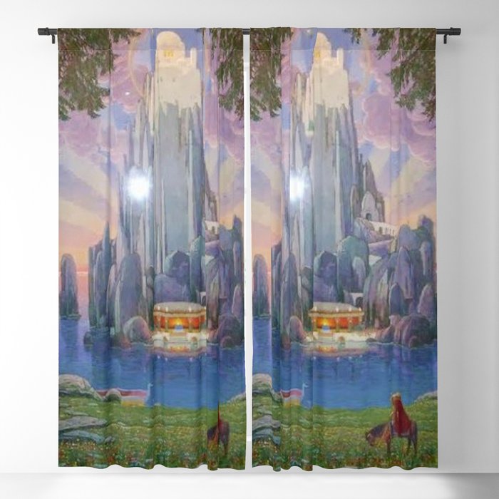 The Secret Kingdom magical realism landscape painting by Joseph Madlener Blackout Curtain
