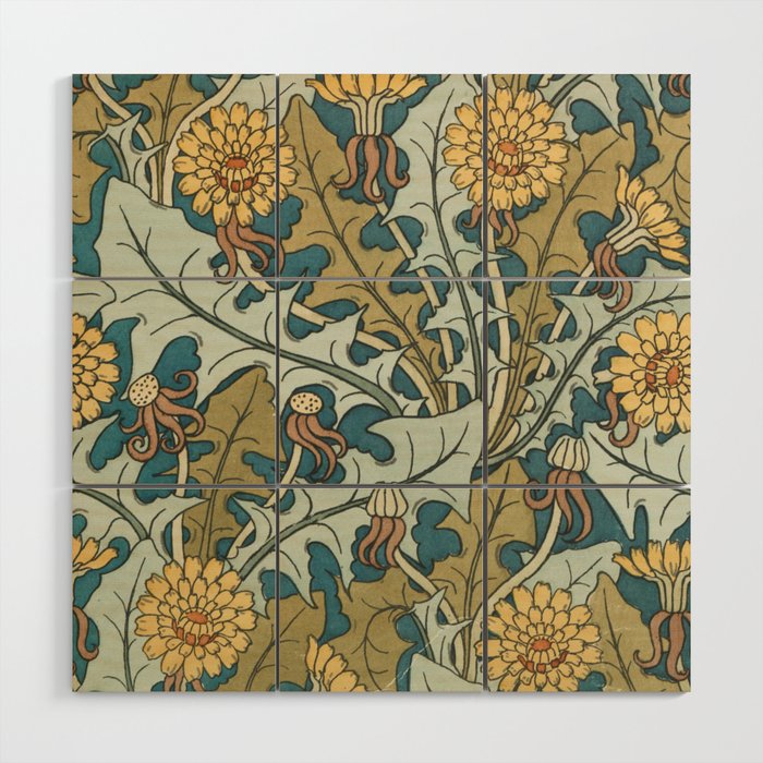 Art Nouveau Dandelion Pattern Wood Wall Art